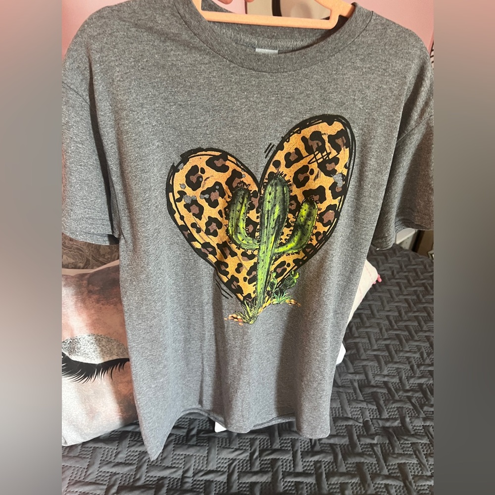 Cactus leopard print t-shirt with hand custom design available from sm - Xl
